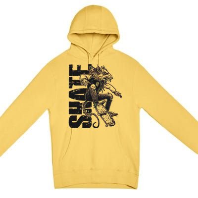 Cool Grunge Distressed Skateboarding Rat Mouse Premium Pullover Hoodie