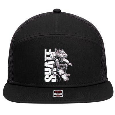 Cool Grunge Distressed Skateboarding Rat Mouse 7 Panel Mesh Trucker Snapback Hat