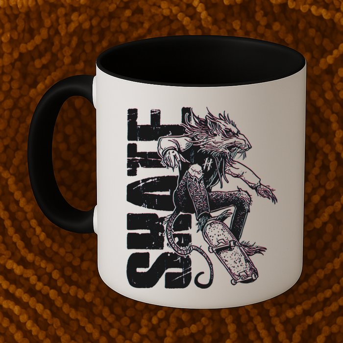 Cool Grunge Distressed Skateboarding Rat Mouse Mug