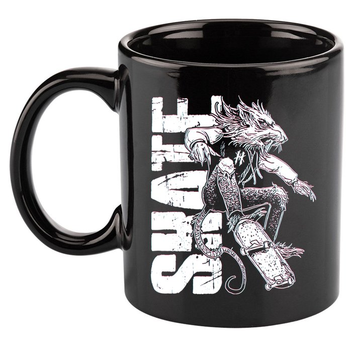 Cool Grunge Distressed Skateboarding Rat Mouse 11oz C Handle Ceramic Mug