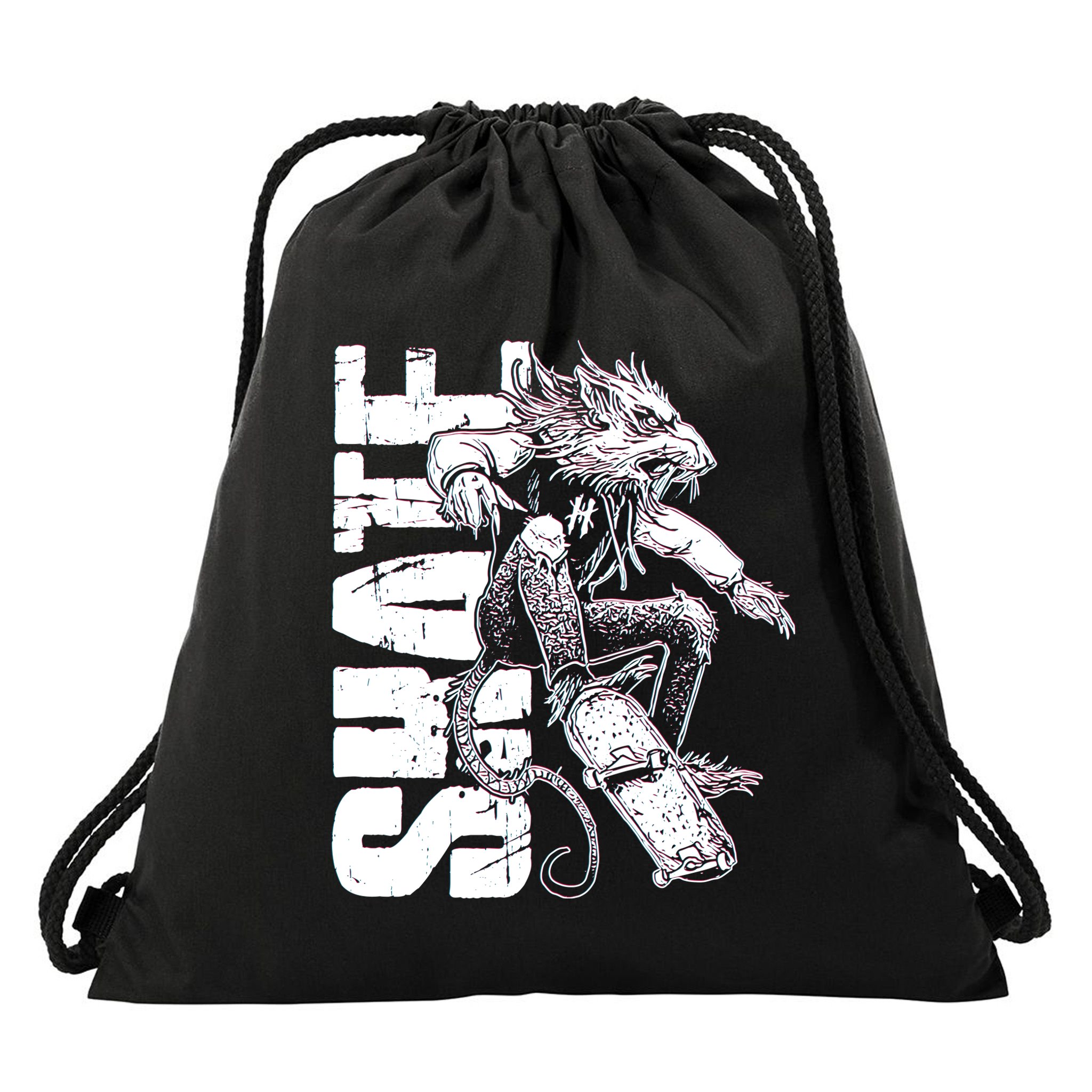 Cool Grunge Distressed Skateboarding Rat Mouse Drawstring Bag