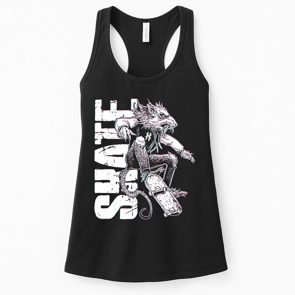Cool Grunge Distressed Skateboarding Rat Mouse Womens Tank Top
