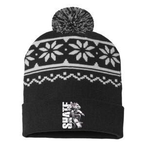 Cool Grunge Distressed Skateboarding Rat Mouse USA-Made Snowflake Beanie