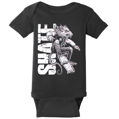 Cool Grunge Distressed Skateboarding Rat Mouse Baby Bodysuit