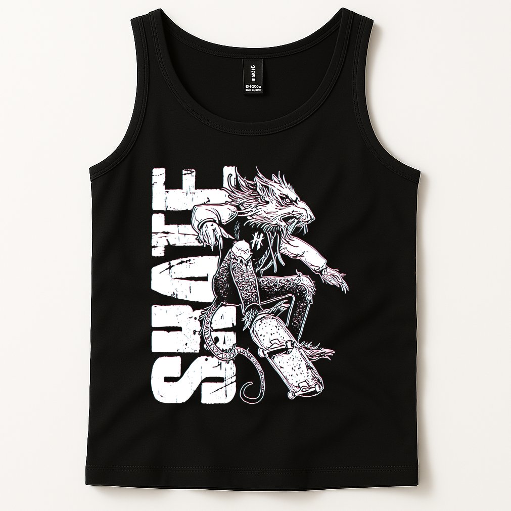 Cool Grunge Distressed Skateboarding Rat Mouse Tank Top