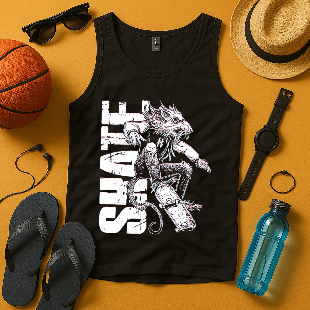 Cool Grunge Distressed Skateboarding Rat Mouse Tank Top