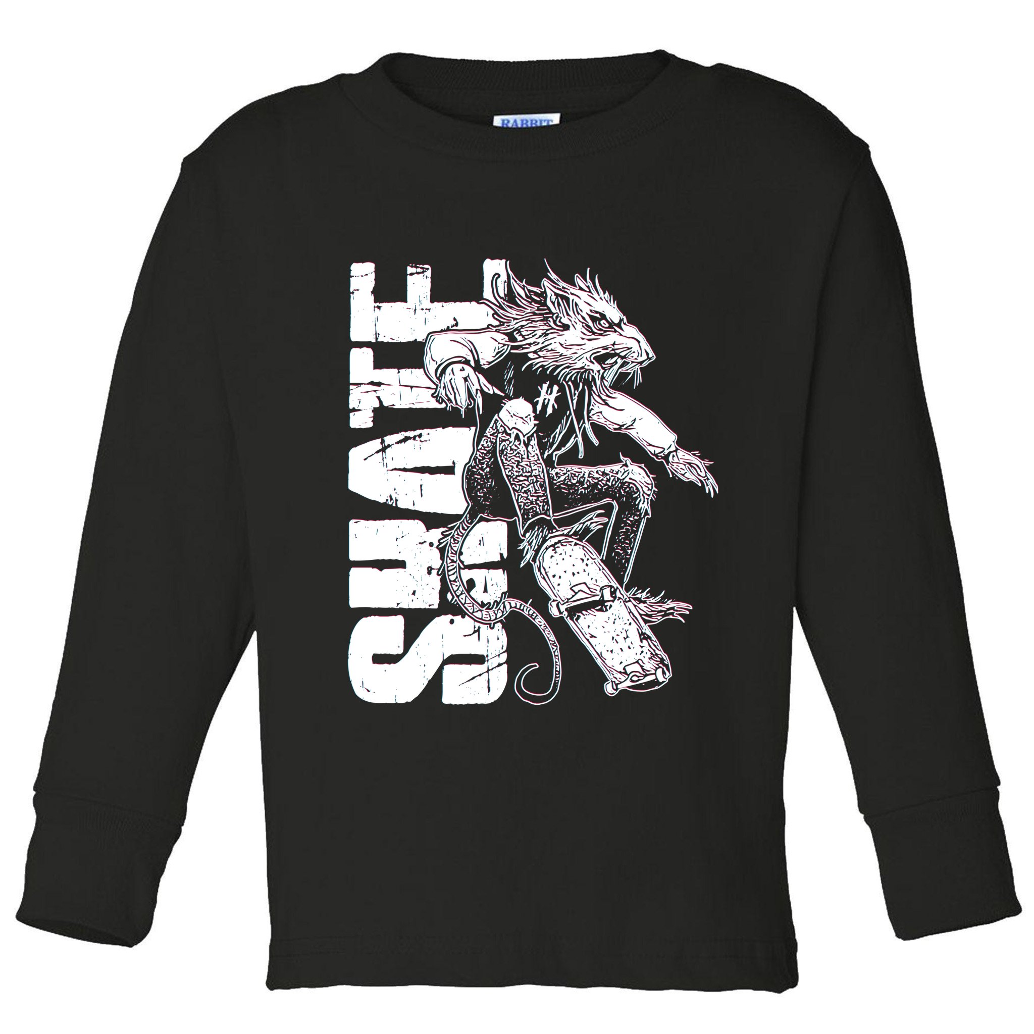 Cool Grunge Distressed Skateboarding Rat Mouse Toddler Long Sleeve Shirt