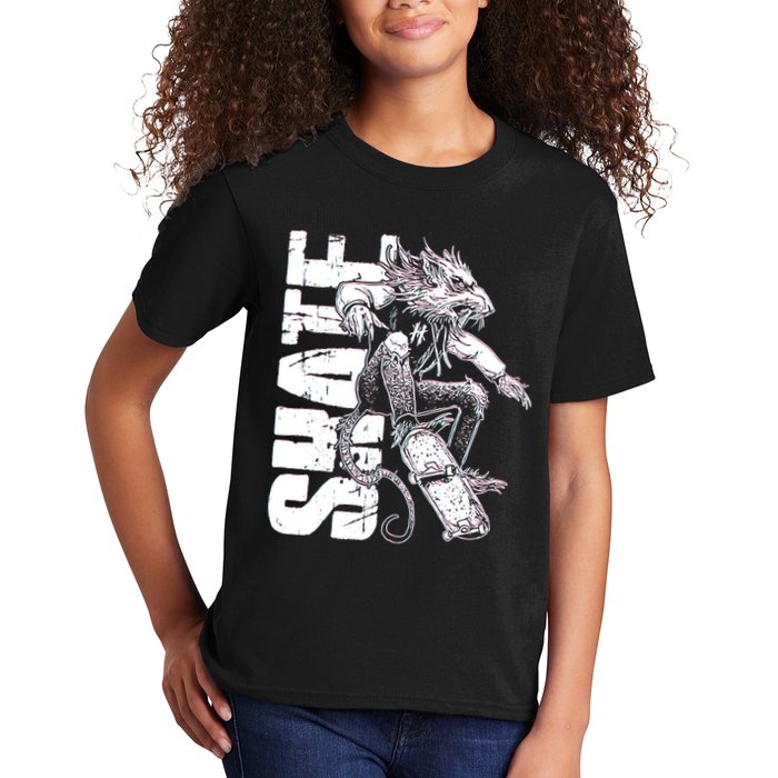 Cool Grunge Distressed Skateboarding Rat Mouse Kids T-Shirt