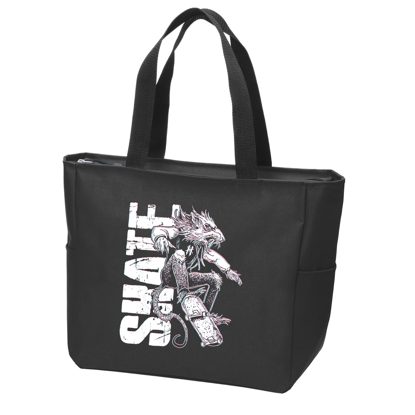 Cool Grunge Distressed Skateboarding Rat Mouse Zip Tote Bag