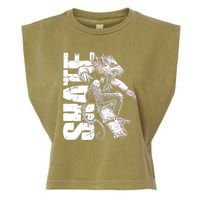 Cool Grunge Distressed Skateboarding Rat Mouse Garment-Dyed Women's Muscle Tee