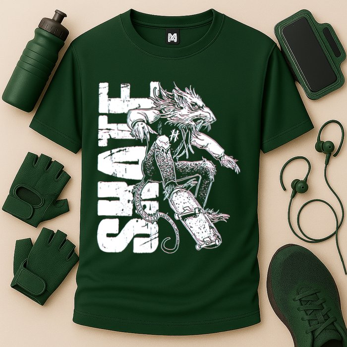 Cool Grunge Distressed Skateboarding Rat Mouse Performance Shirt