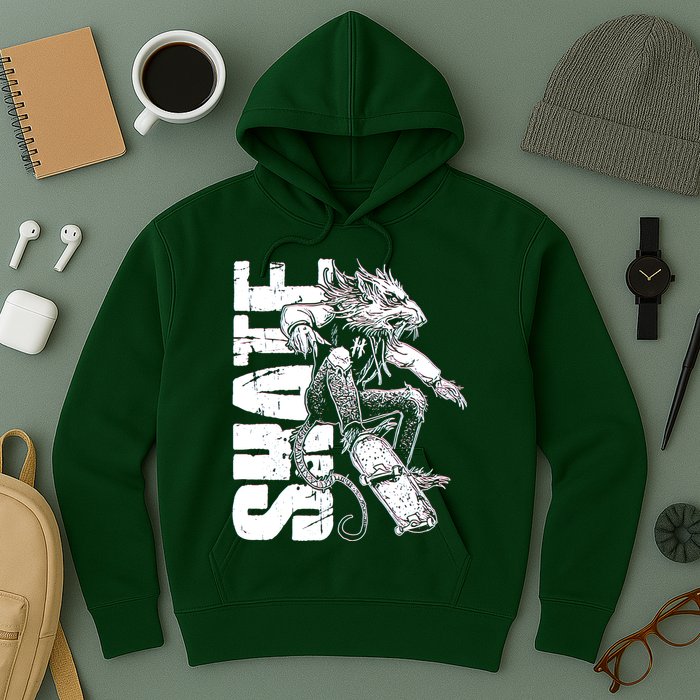 Cool Grunge Distressed Skateboarding Rat Mouse Hoodie
