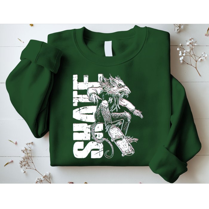Cool Grunge Distressed Skateboarding Rat Mouse Sweatshirt