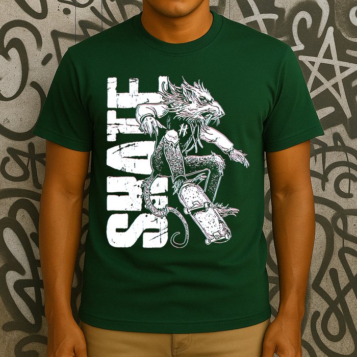 Cool Grunge Distressed Skateboarding Rat Mouse T-Shirt