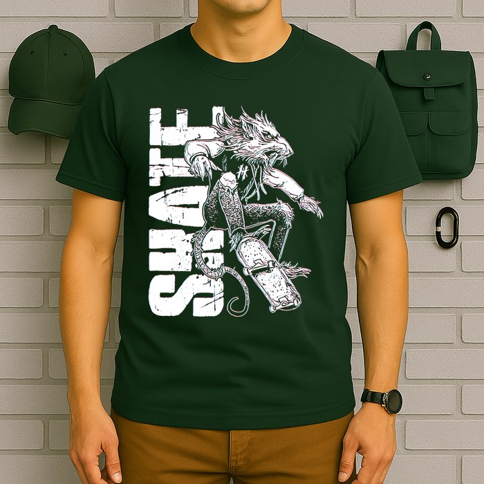 Cool Grunge Distressed Skateboarding Rat Mouse T-Shirt