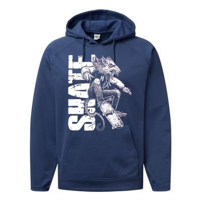 Cool Grunge Distressed Skateboarding Rat Mouse Performance Fleece Hoodie