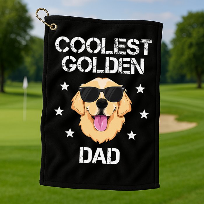 Coolest Golden Dad for Retriever New Dog Owner Golf Towel
