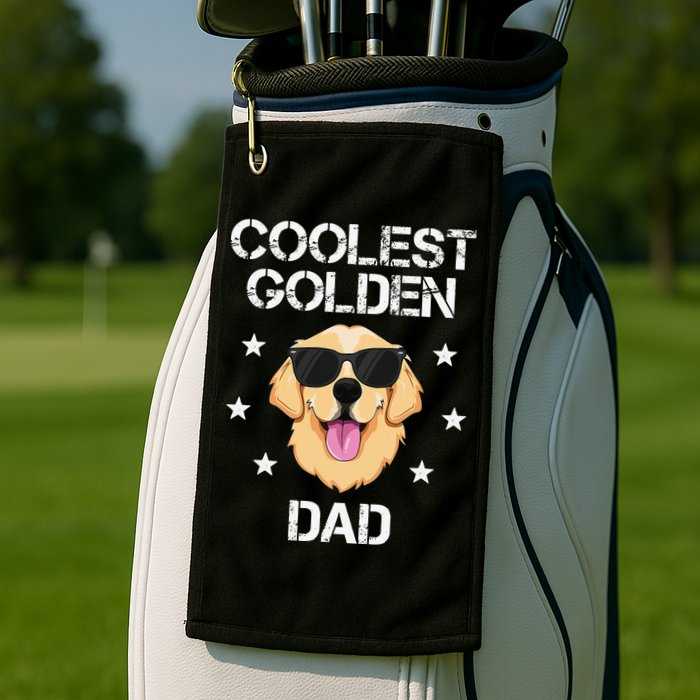 Coolest Golden Dad for Retriever New Dog Owner Golf Towel