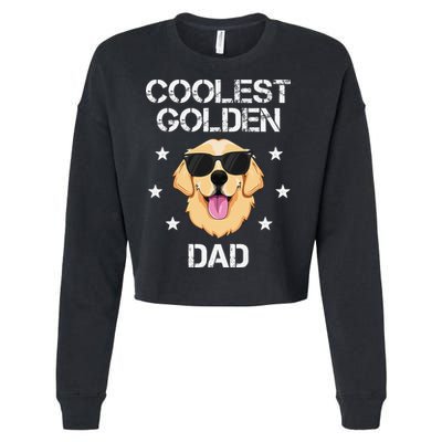 Coolest Golden Dad for Retriever New Dog Owner Cropped Pullover Crew