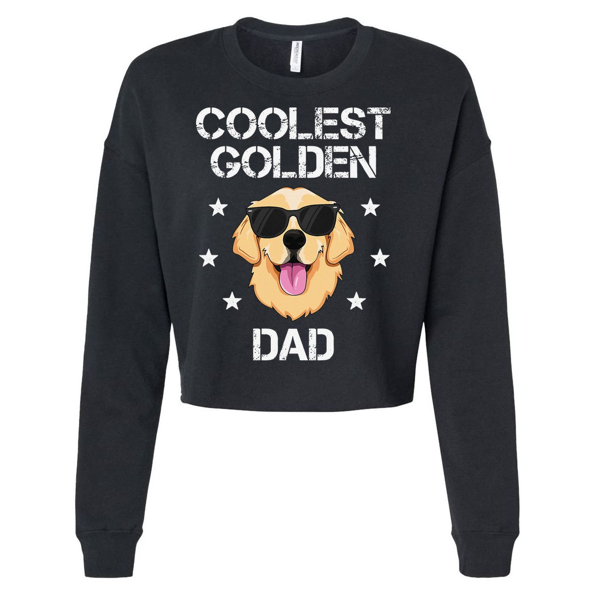 Coolest Golden Dad for Retriever New Dog Owner Cropped Pullover Crew