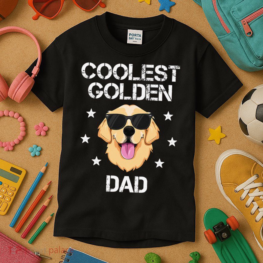 Coolest Golden Dad for Retriever New Dog Owner Kids T-Shirt