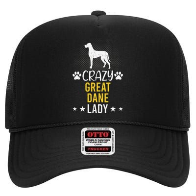 Crazy Great Dane Lady Dog Lover High Crown Mesh Back Trucker Hat