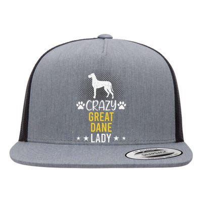 Crazy Great Dane Lady Dog Lover Flat Bill Trucker Hat