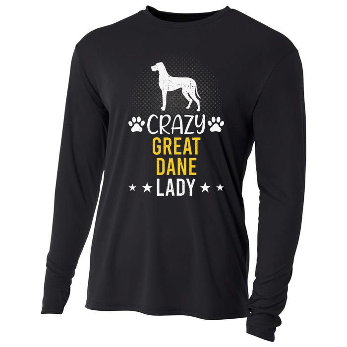 Crazy Great Dane Lady Dog Lover Cooling Performance Long Sleeve Crew