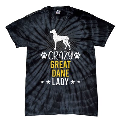 Crazy Great Dane Lady Dog Lover Tie-Dye T-Shirt