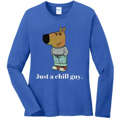 Chill Guy Dog Funny Chill Guy Meme Ladies Long Sleeve Shirt