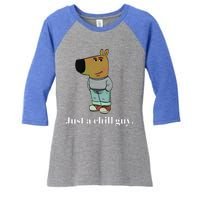 Chill Guy Dog Funny Chill Guy Meme Women's Tri-Blend 3/4-Sleeve Raglan Shirt