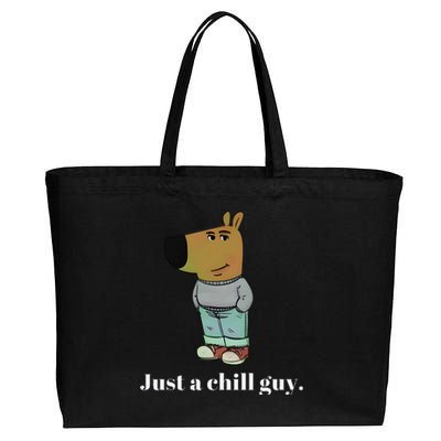 Chill Guy Dog Funny Chill Guy Meme Cotton Canvas Jumbo Tote