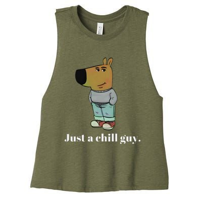 Chill Guy Dog Funny Chill Guy Meme Women's Racerback Cropped Tank