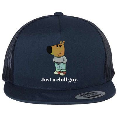 Chill Guy Dog Funny Chill Guy Meme Flat Bill Trucker Hat