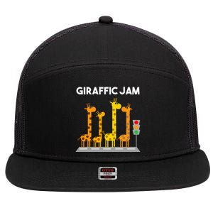 Cute Giraffe Design Safari Giraffe Lover 7 Panel Mesh Trucker Snapback Hat