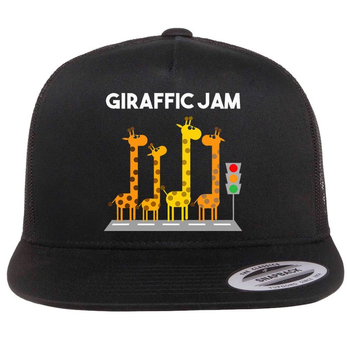 Cute Giraffe Design Safari Giraffe Lover Flat Bill Trucker Hat