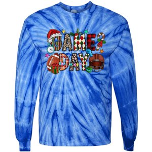 Christmas Game Day Football Lover Xmas Holiday Gift Tie-Dye Long Sleeve Shirt