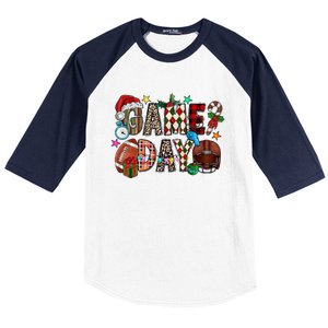 Christmas Game Day Football Lover Xmas Holiday Gift Baseball Sleeve Shirt