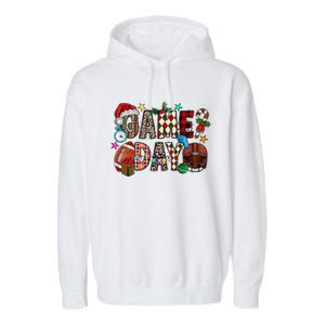 Christmas Game Day Football Lover Xmas Holiday Gift Garment-Dyed Fleece Hoodie