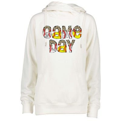 Cute Game Day Leopard Baseball Softball Mom Life Mom Of Both Womens Funnel Neck Pullover Hood