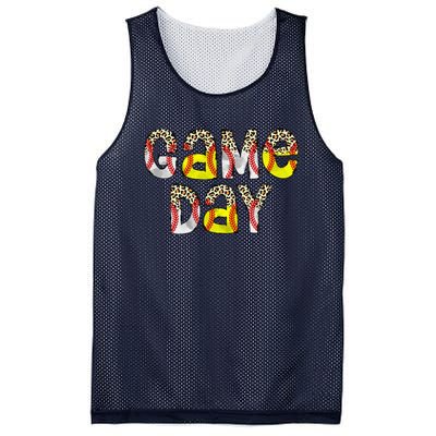 Cute Game Day Leopard Baseball Softball Mom Life Mom Of Both Mesh Reversible Basketball Jersey Tank