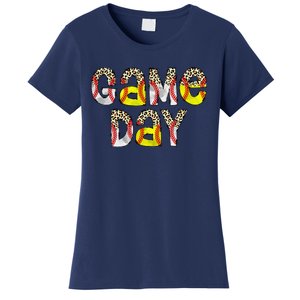 Cute Game Day Leopard Baseball Softball Mom Life Mom Of Both Women's T-Shirt