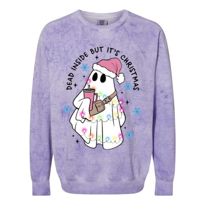 Cute Ghost Dead Inside But ItS Christmas Coffee Lovers Great Gift Colorblast Crewneck Sweatshirt