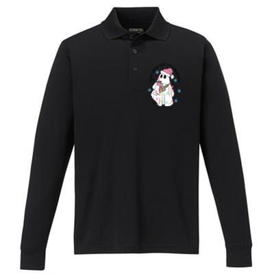 Cute Ghost Dead Inside But ItS Christmas Coffee Lovers Great Gift Performance Long Sleeve Polo