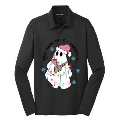 Cute Ghost Dead Inside But ItS Christmas Coffee Lovers Great Gift Silk Touch Performance Long Sleeve Polo