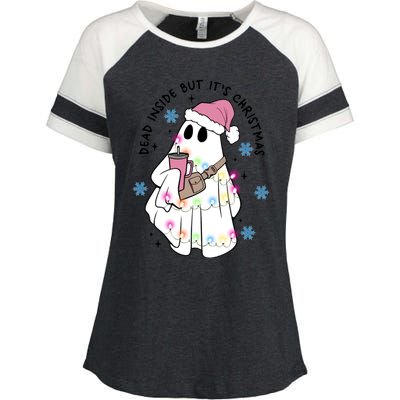 Cute Ghost Dead Inside But ItS Christmas Coffee Lovers Great Gift Enza Ladies Jersey Colorblock Tee