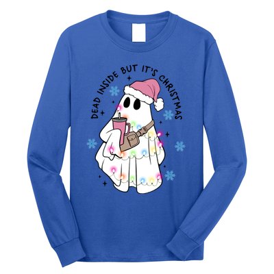 Cute Ghost Dead Inside But ItS Christmas Coffee Lovers Great Gift Long Sleeve Shirt