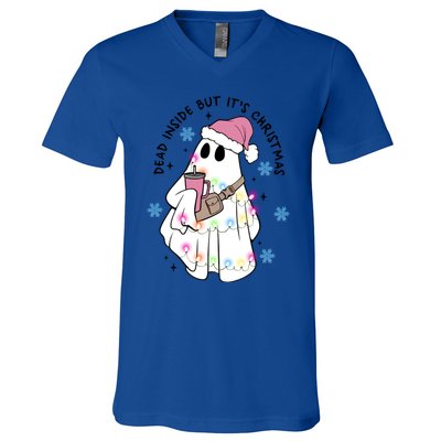 Cute Ghost Dead Inside But ItS Christmas Coffee Lovers Great Gift V-Neck T-Shirt