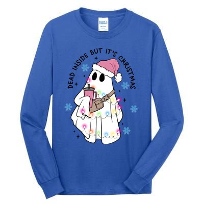 Cute Ghost Dead Inside But ItS Christmas Coffee Lovers Great Gift Tall Long Sleeve T-Shirt