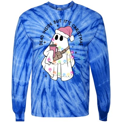 Cute Ghost Dead Inside But ItS Christmas Coffee Lovers Great Gift Tie-Dye Long Sleeve Shirt